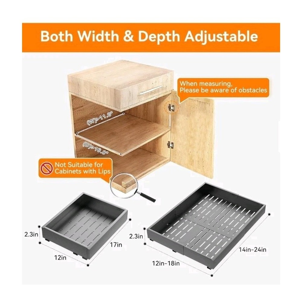 2 Pack Pull Out Cabinet Organizer Expandable Width(12"-18") Black s19
